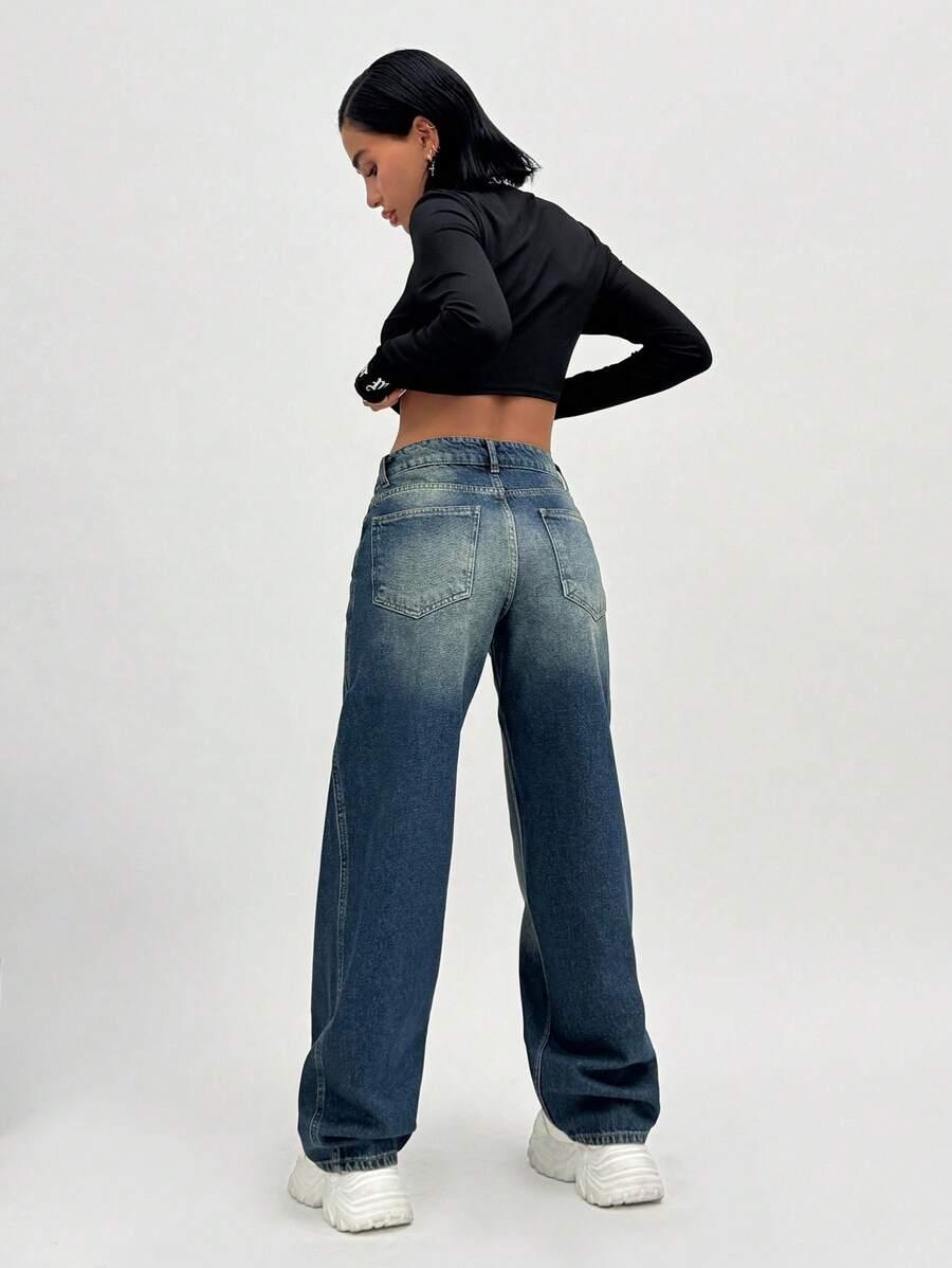 niebieskie retro jeansy 