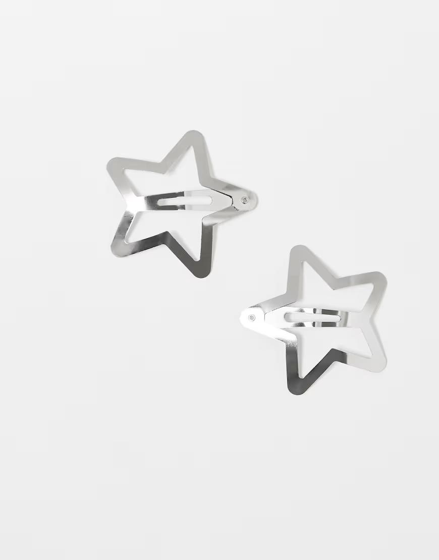 srebrne spinki gwiazdy 2 pack