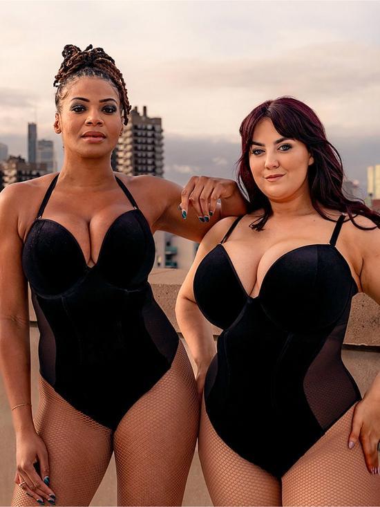 CURVY KATE BODY ICON PLUNGE Z FISZBINAMI WELUROWE 