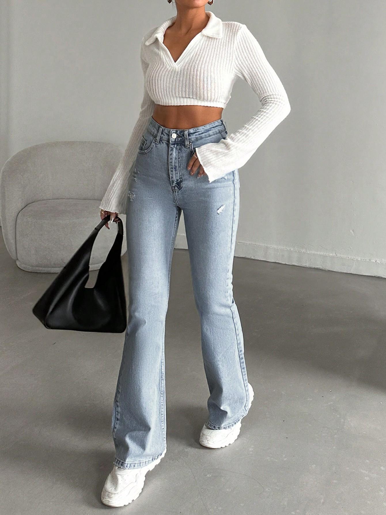niebieskie jeansy wysoki stan