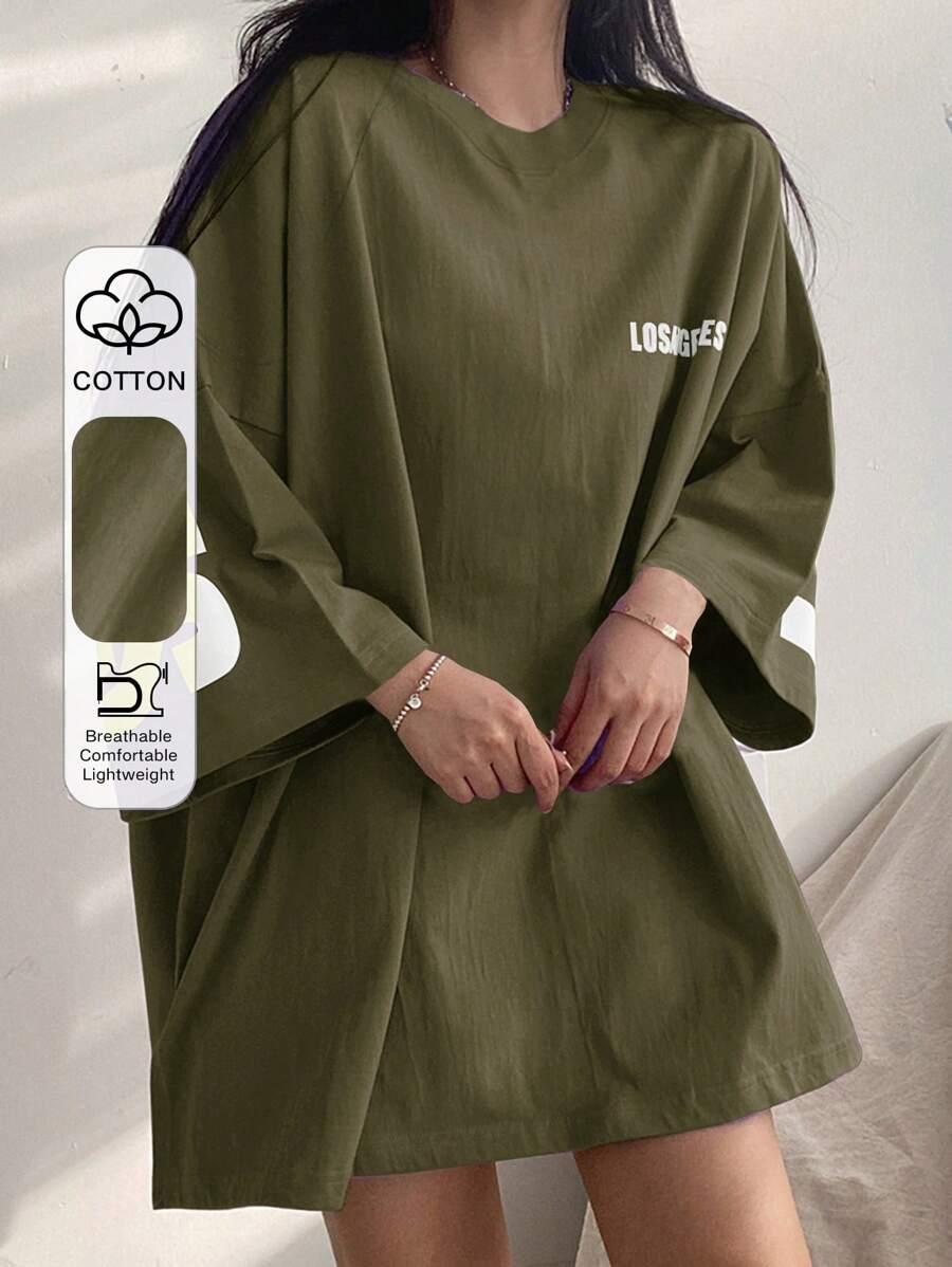 zielony t-shirt nadruk
