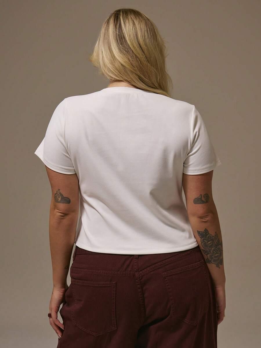 biały t-shirt napis