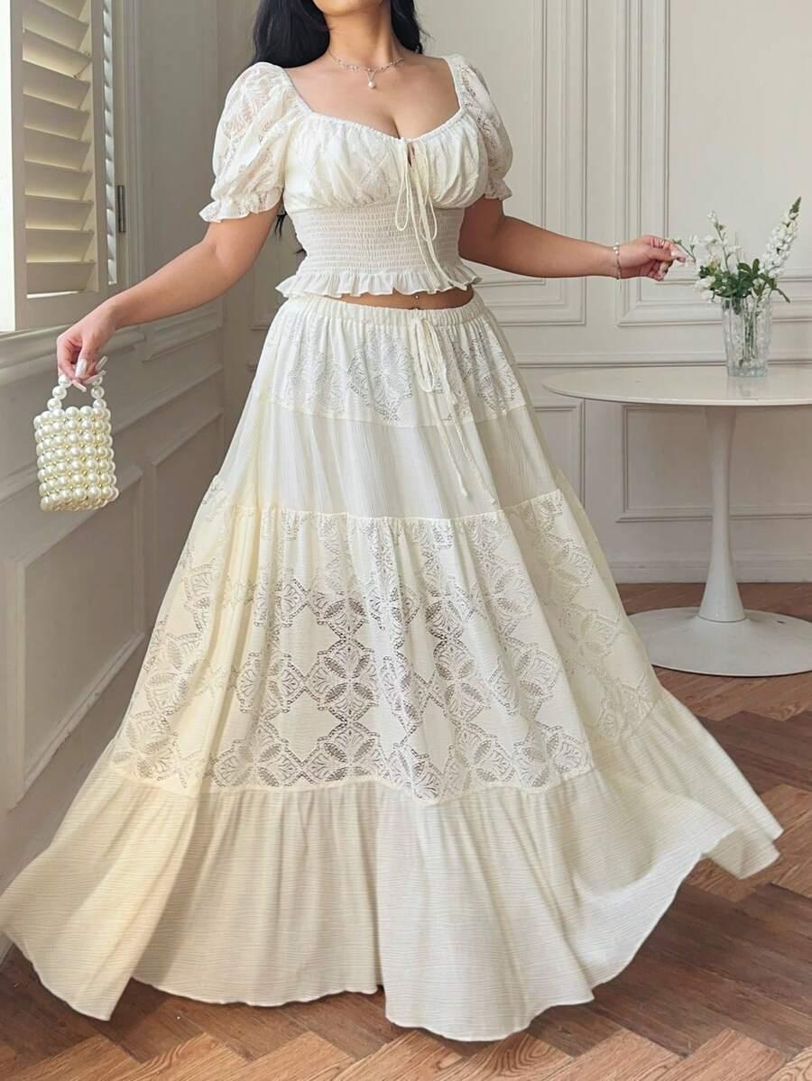 boho komplet top spódnica