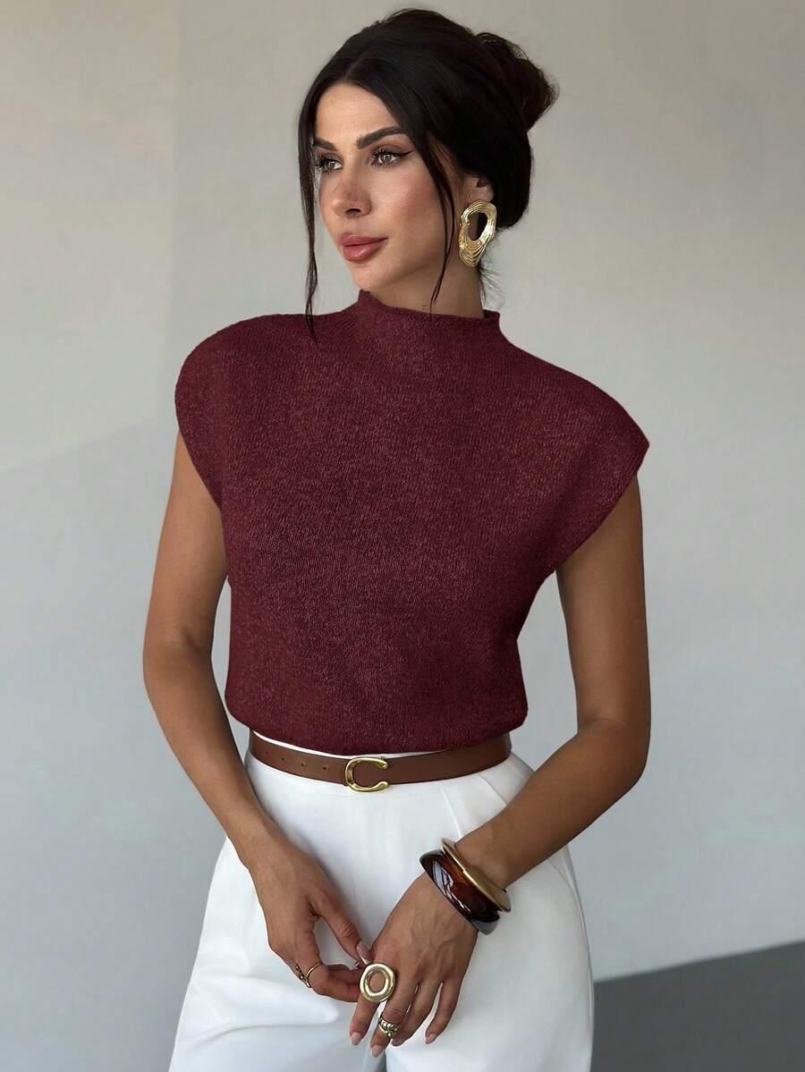 bordowy dzianinowy top 