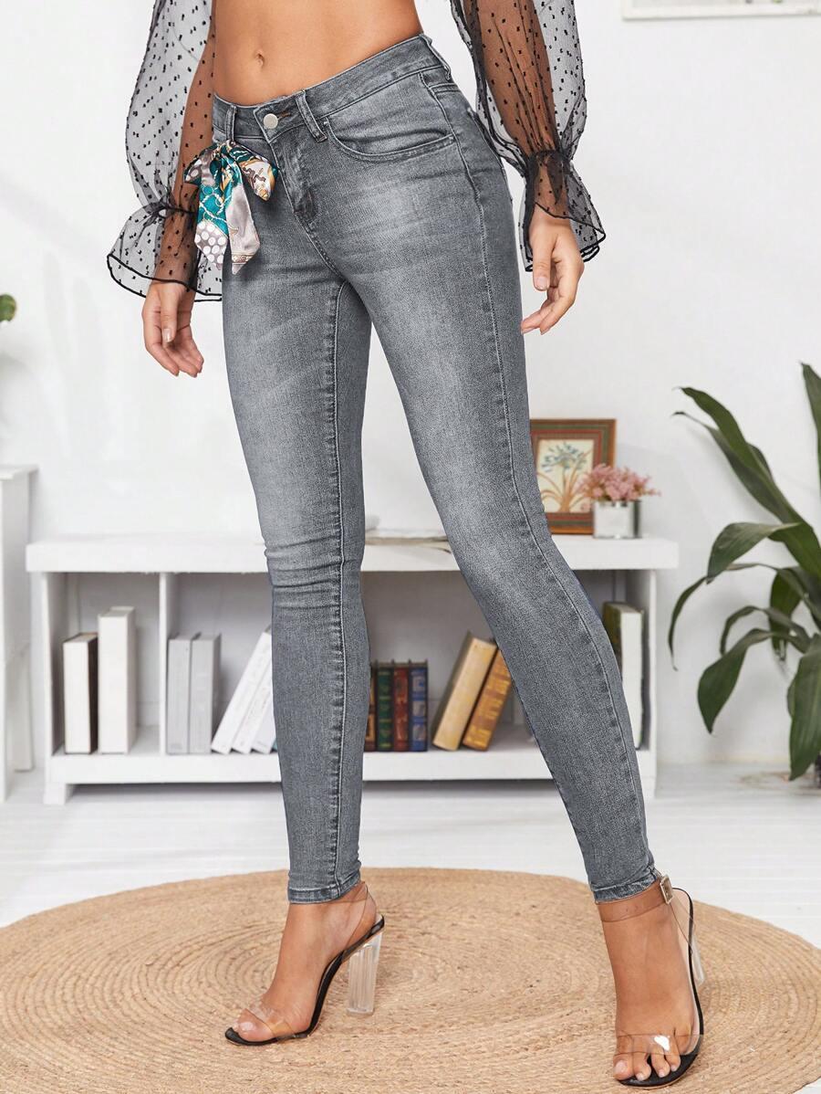 SZARE SPODNIE JEANS RURKI