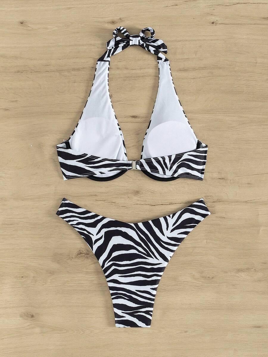 dwuczęściowy strój kąpielowy animal print