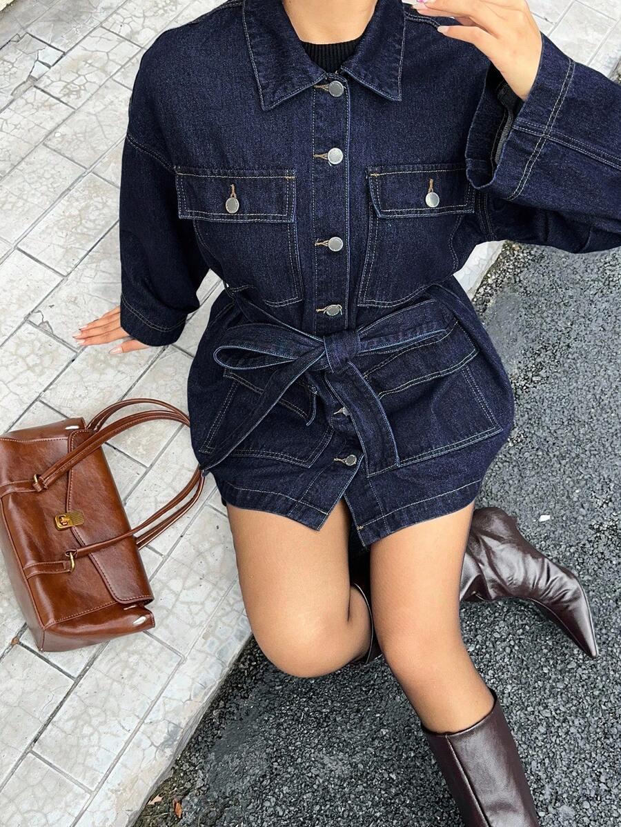 niebieska sukienka jeans
