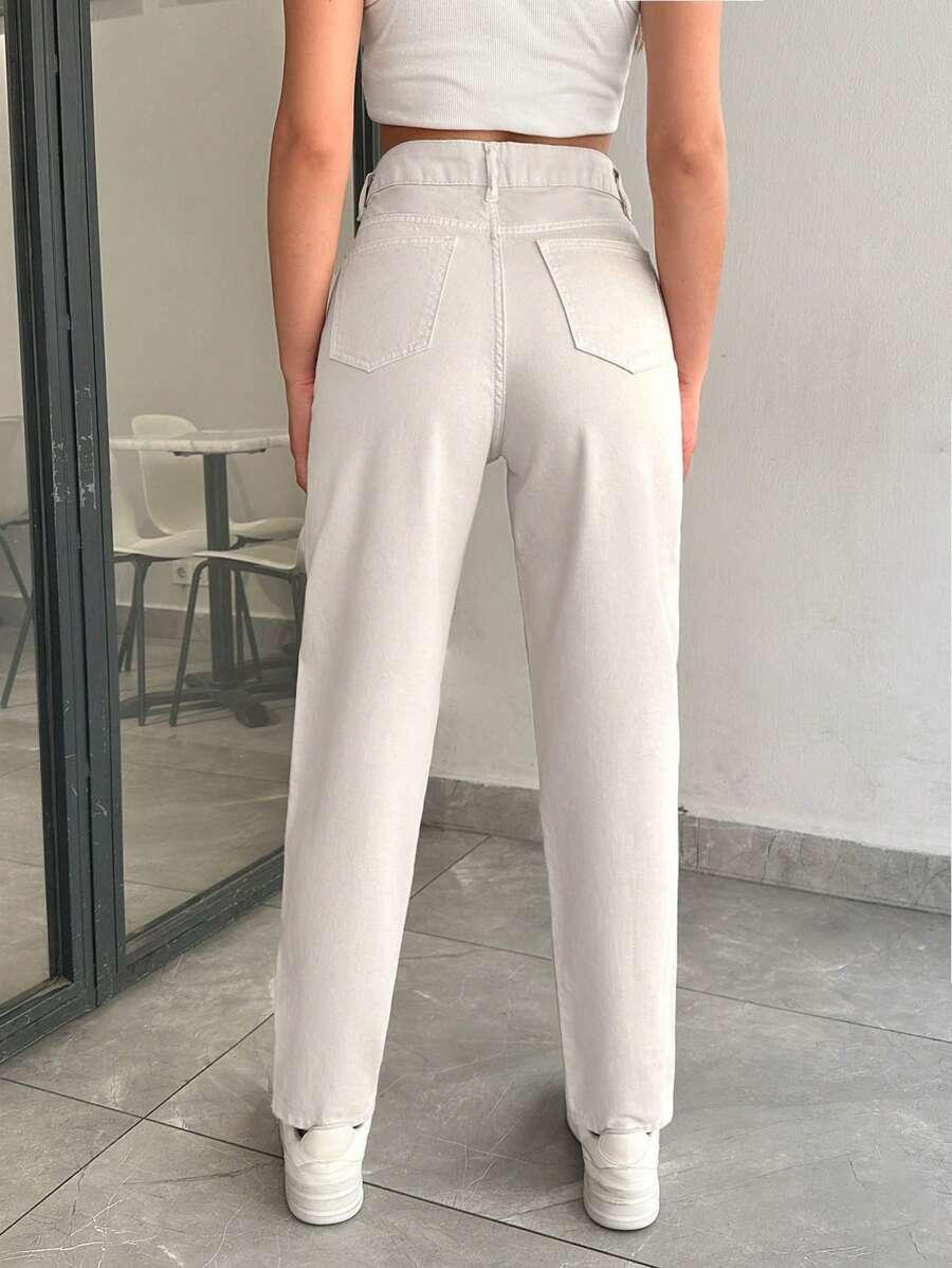 BEŻOWE SPODNIE JEANS