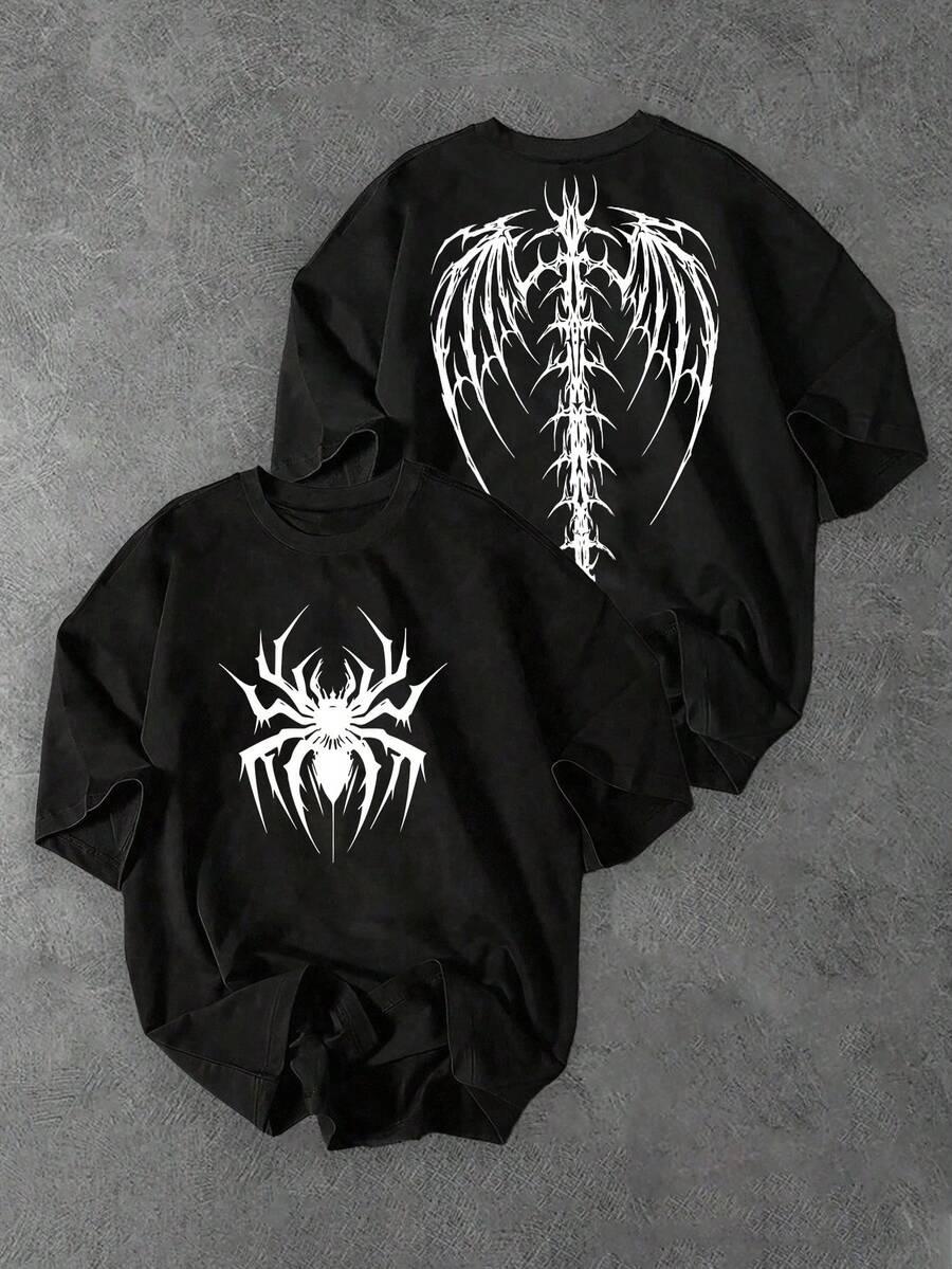 czarny t-shirt nadruk