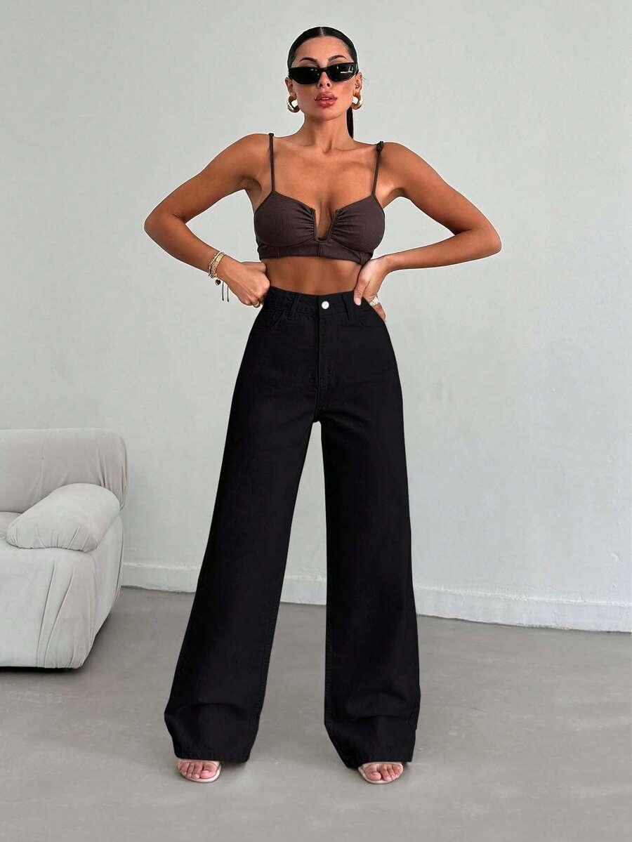 CZARNE SPODNIE JEANS