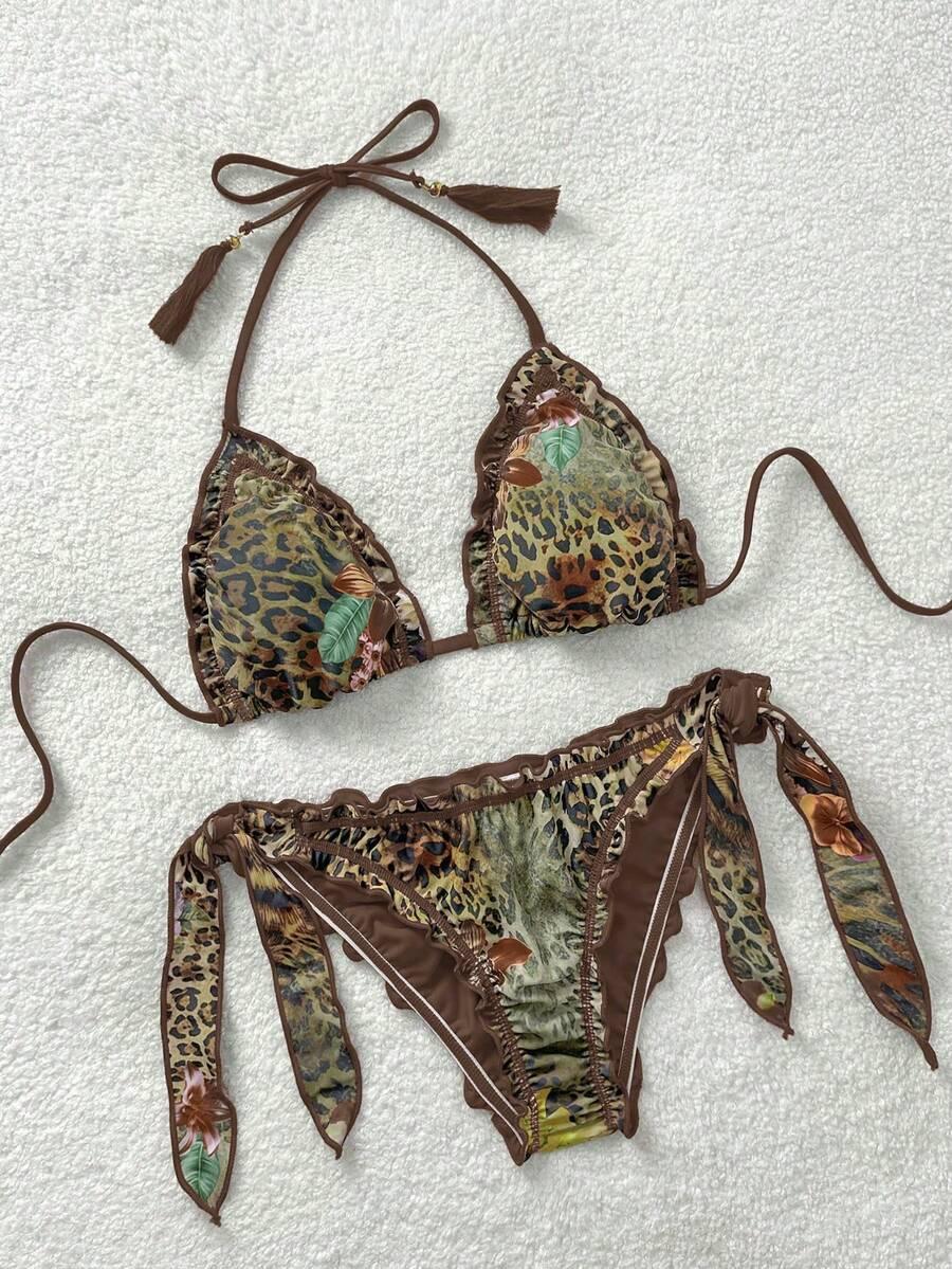 KOMPLET BIKINI WIĄZANY W PANTERKĘ