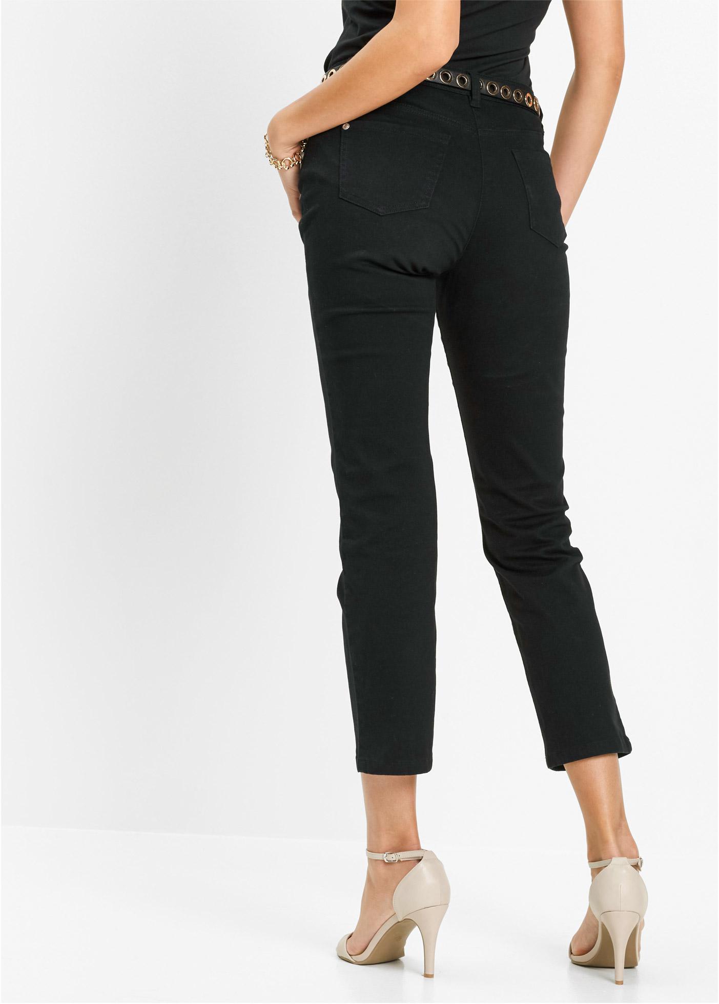 CZARNE SPODNIE JEANS KIESZENIE 7/8 ŚREDNI STAN