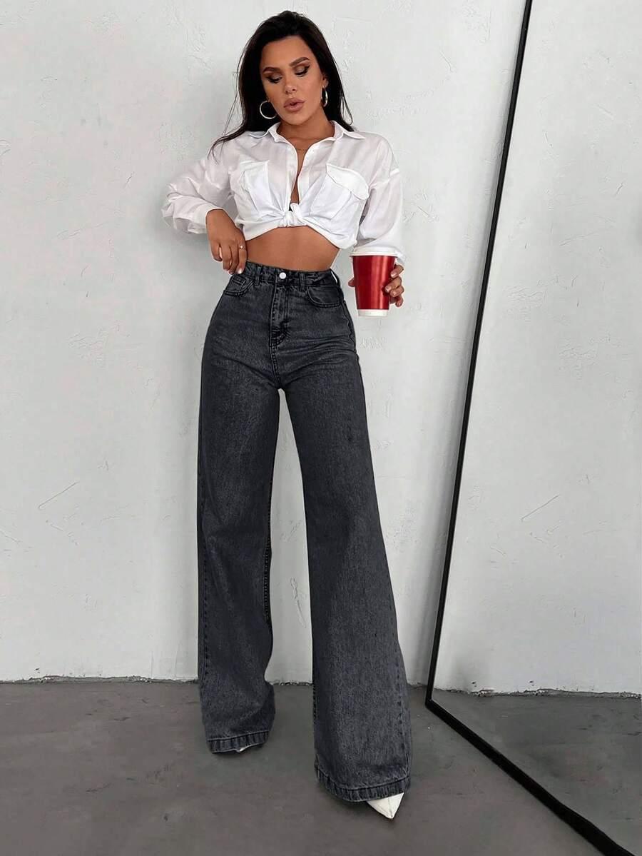 CZARNE SPODNIE JEANS