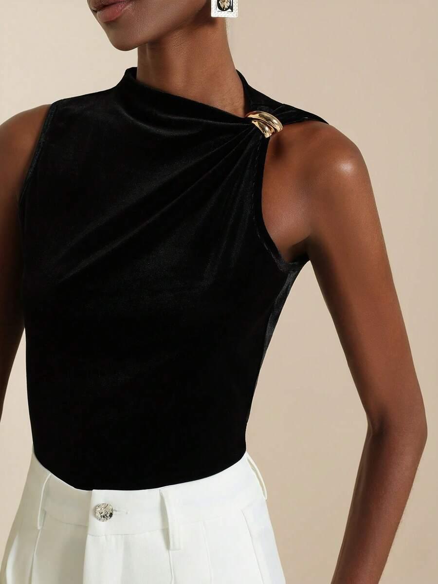 czarny top casual