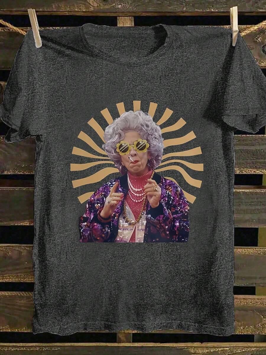 szary t-shirt oversize nadruk