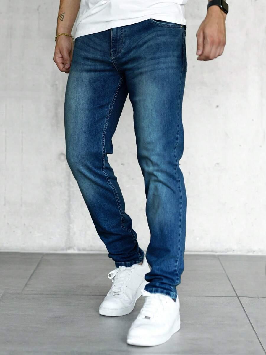 GRANATOWE SPODNIE JEANS