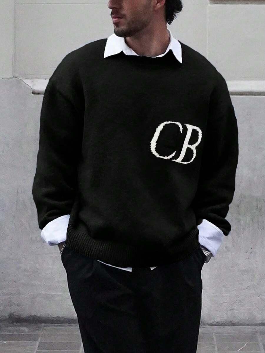 czarny sweter napis 