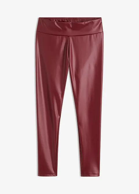 bordowe legginsy imitacja skóry