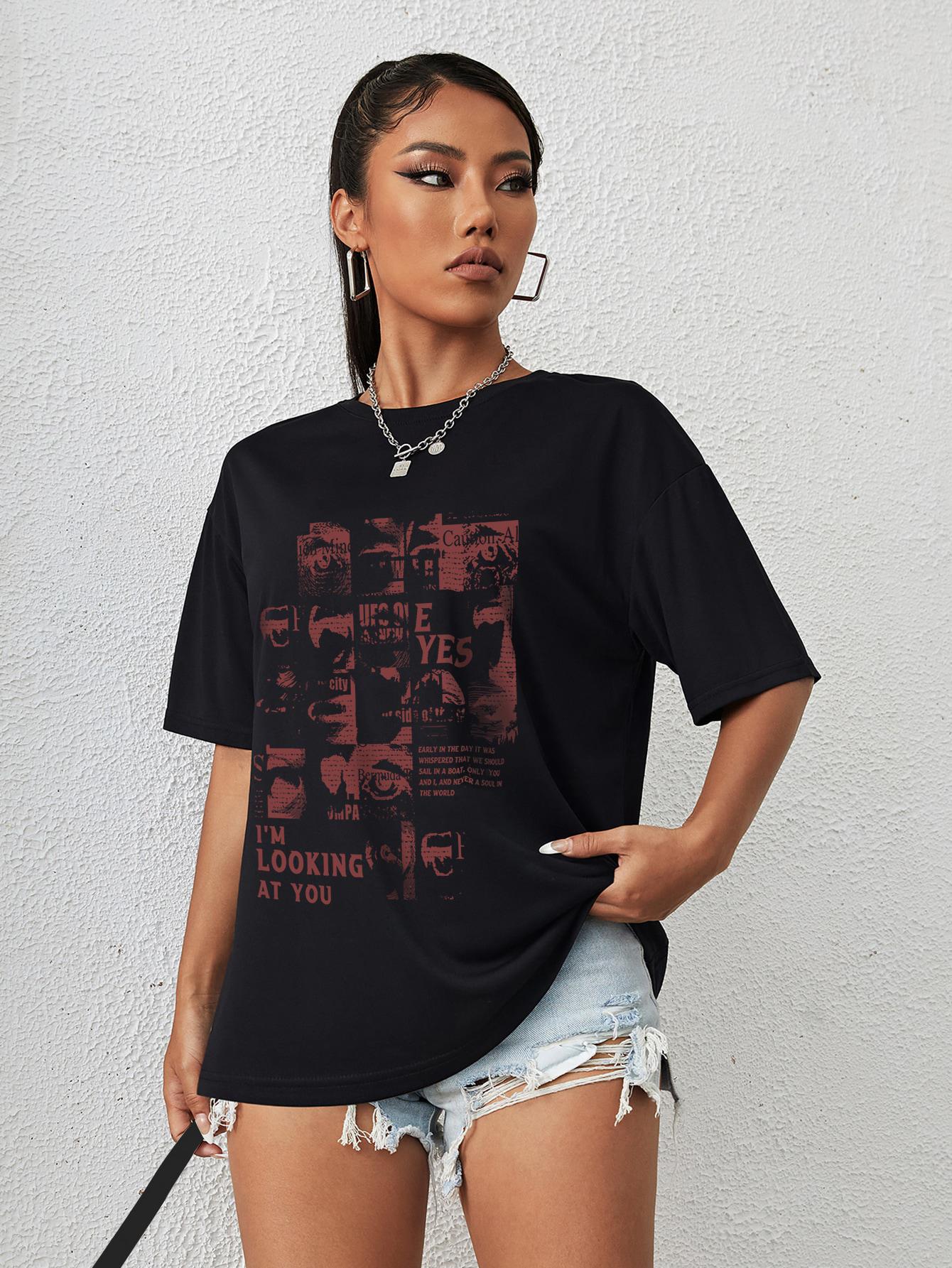 CZARNY T-SHIRT PRINT