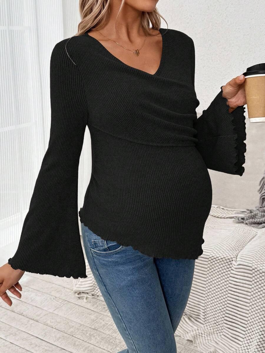 CZARNA BLUZKA V-NECK