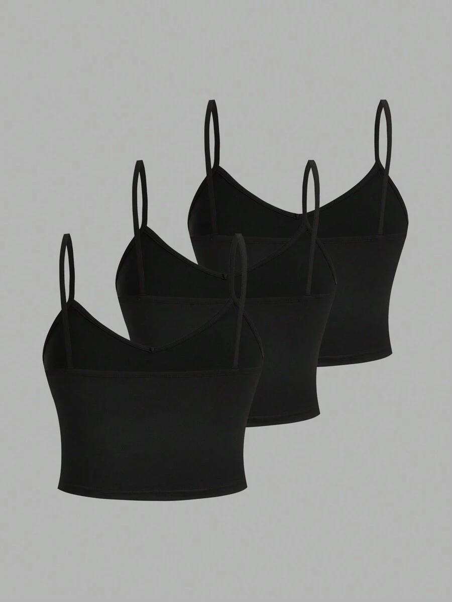 czarny TOP NA RAMIĄCZKACH 3-pack