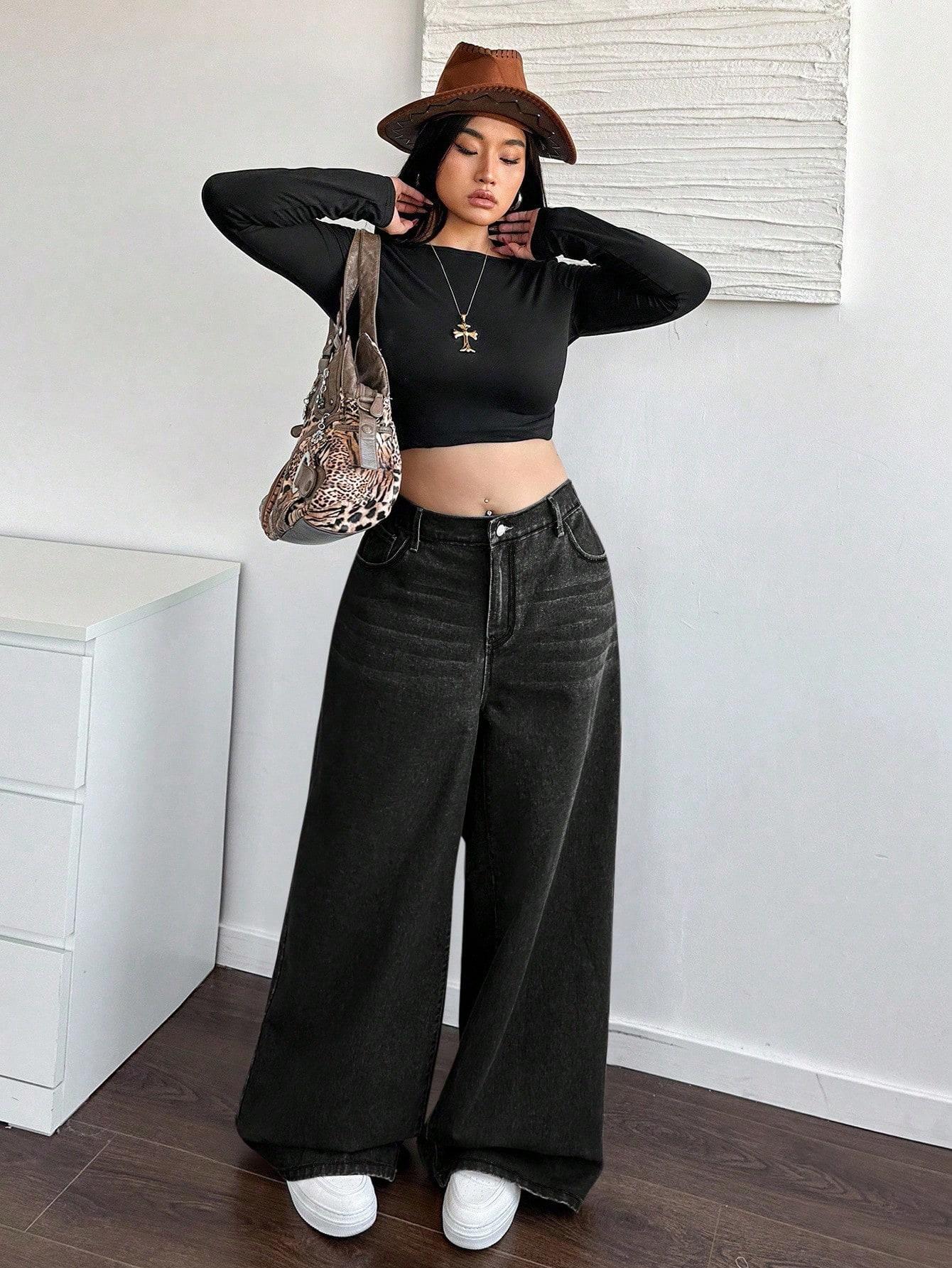 CZARNE SPODNIE JEANS 