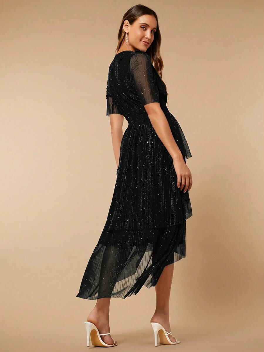 czarna sukienka v neck 