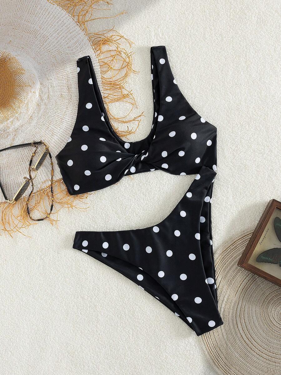 DWUCZĘŚCIOWY KOMPLET BIKINI W GROSZKI