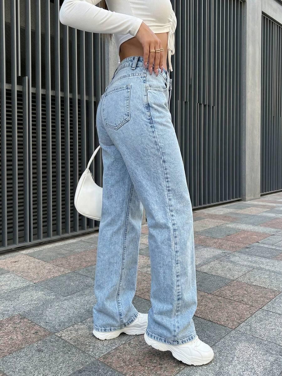 spodnie z prostymi nogawkami jeans
