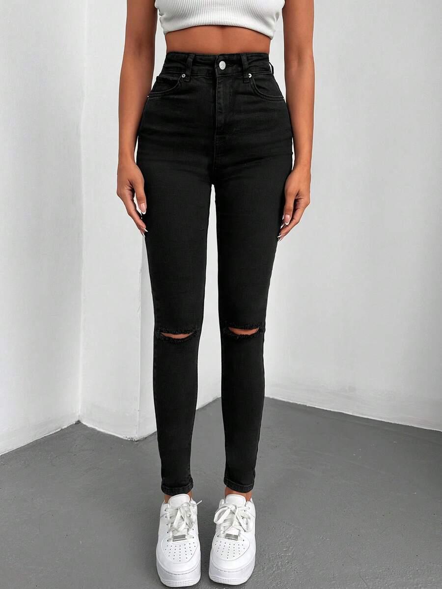 CZARNE SPODNIE JEANS