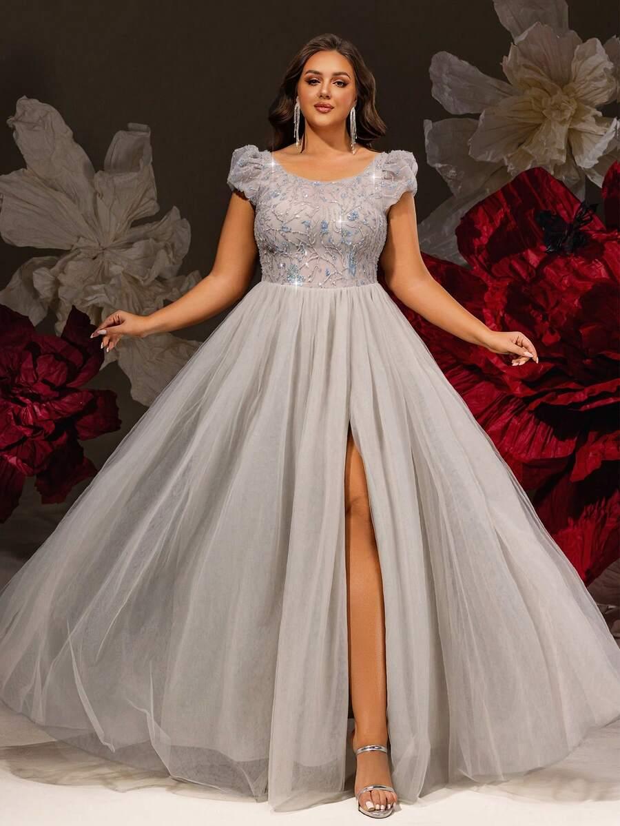 szara maxi sukienka