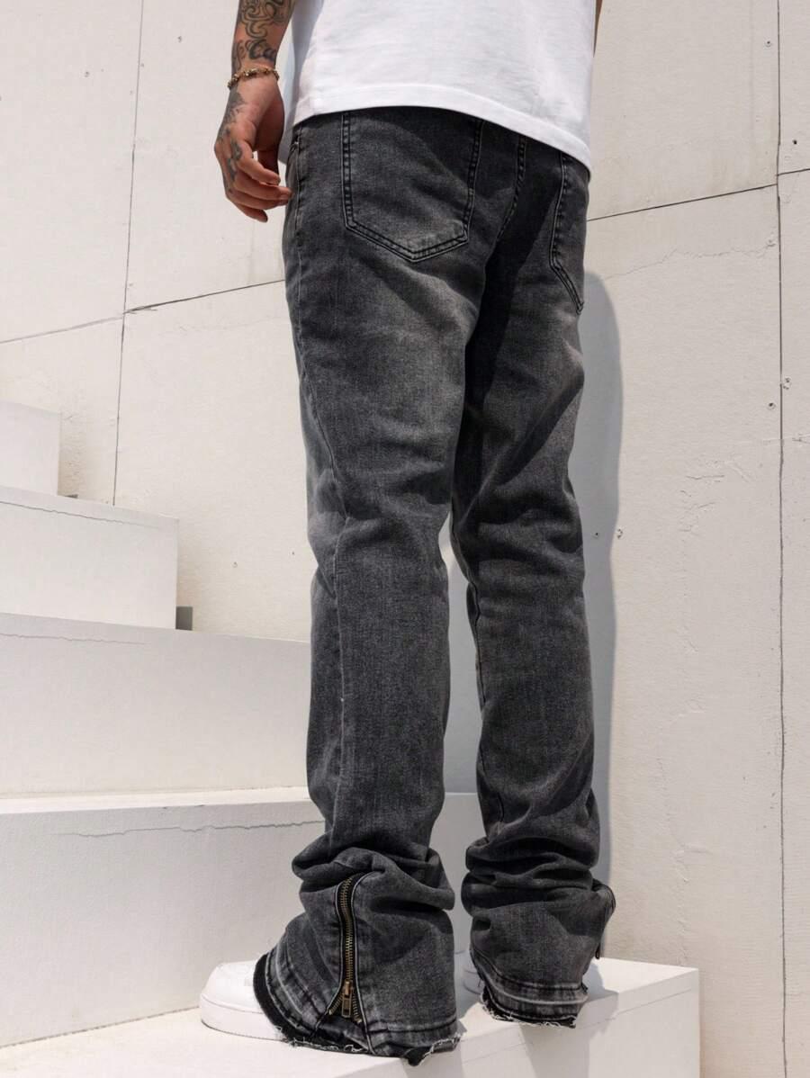 SZARE SPODNIE JEANS KIESZENIE