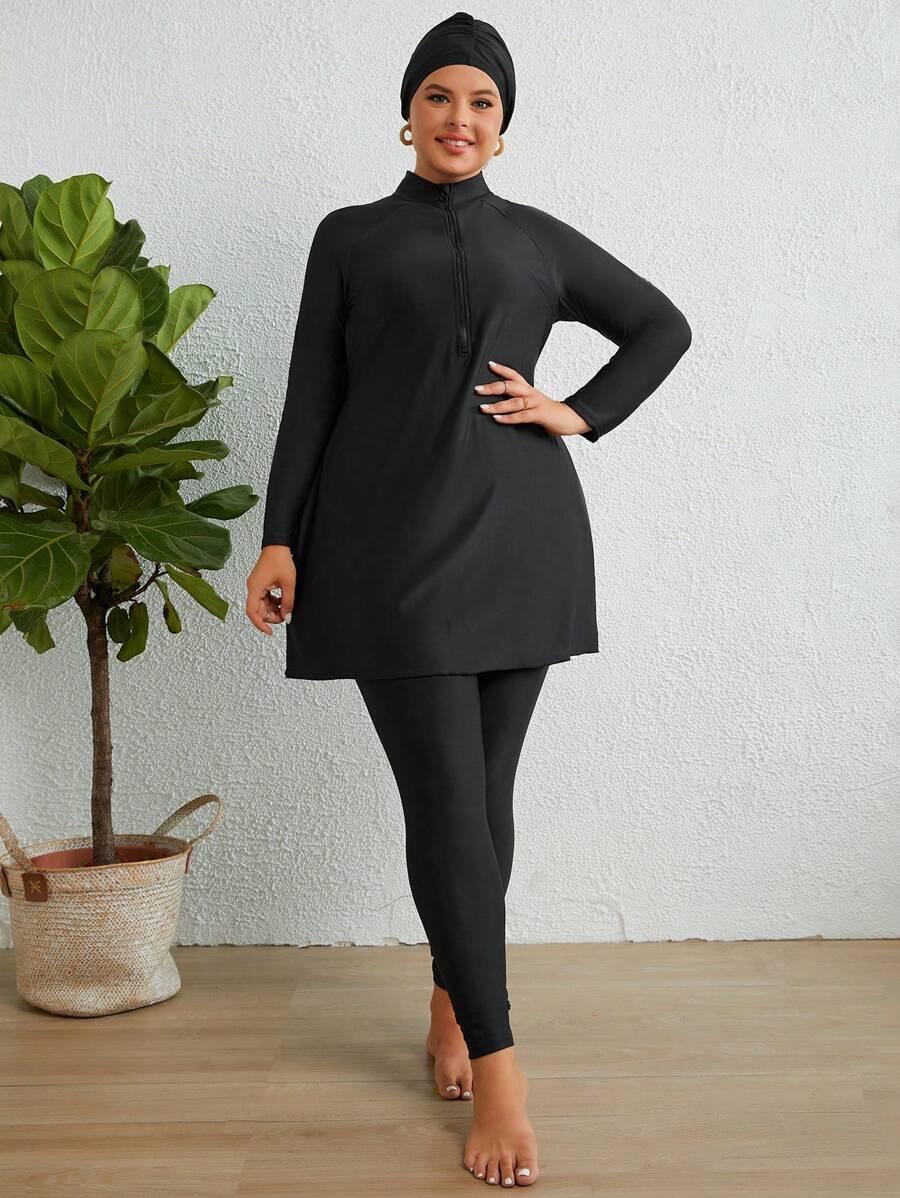 DWUCZĘŚCIOWY STRÓJ KĄPIELOWY burkini bluzka legginsy