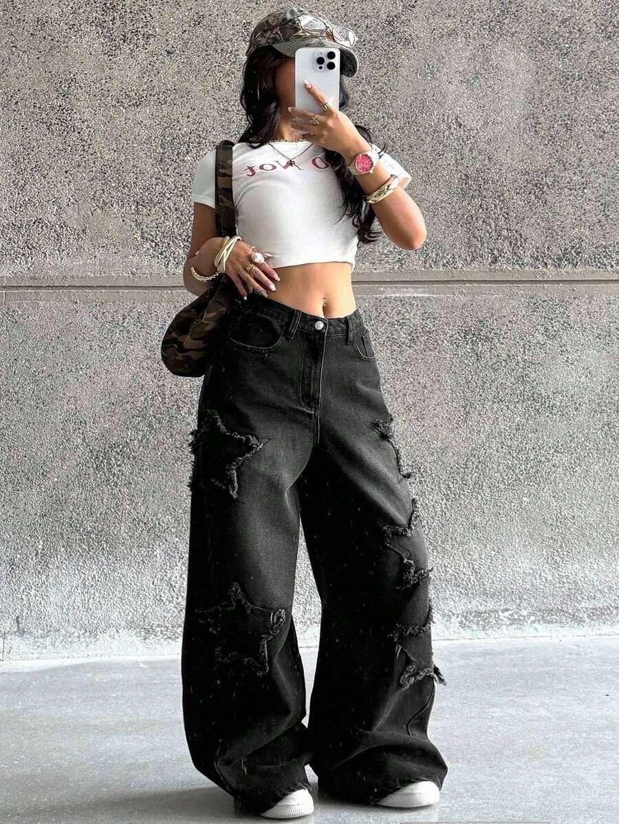 CZARNE SPODNIE JEANS