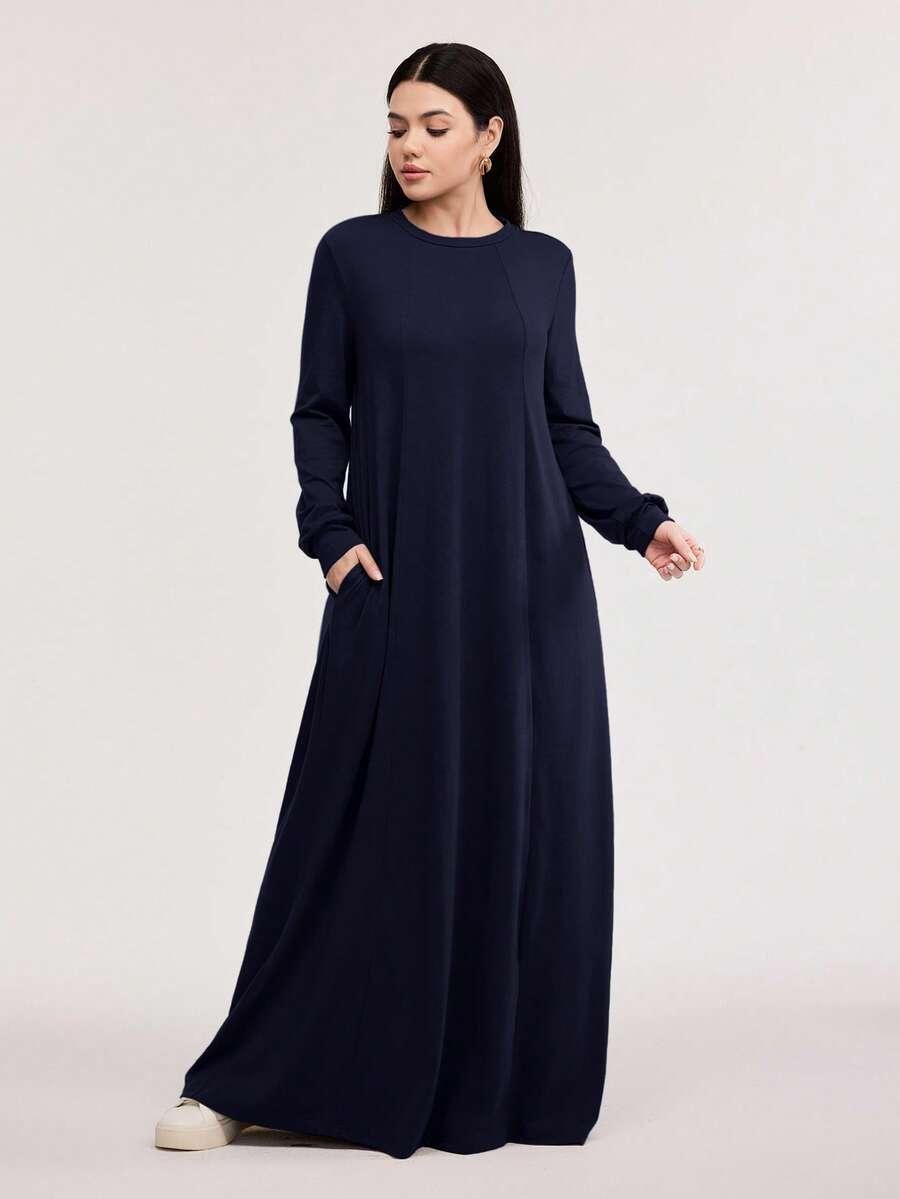 niebieska sukienka maxi