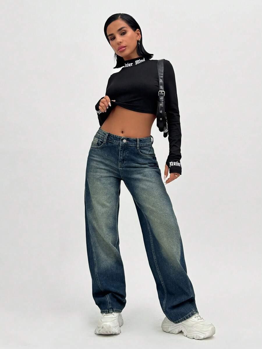 niebieskie retro jeansy 
