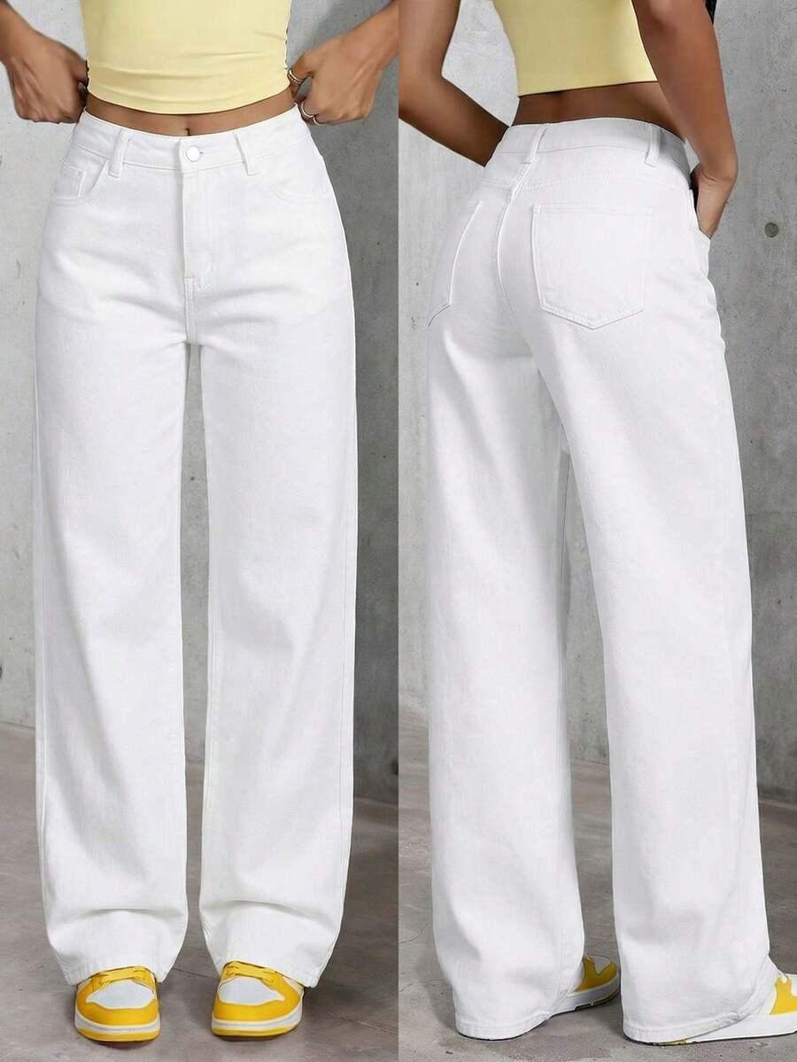 BIAŁE SPODNIE JEANS 
