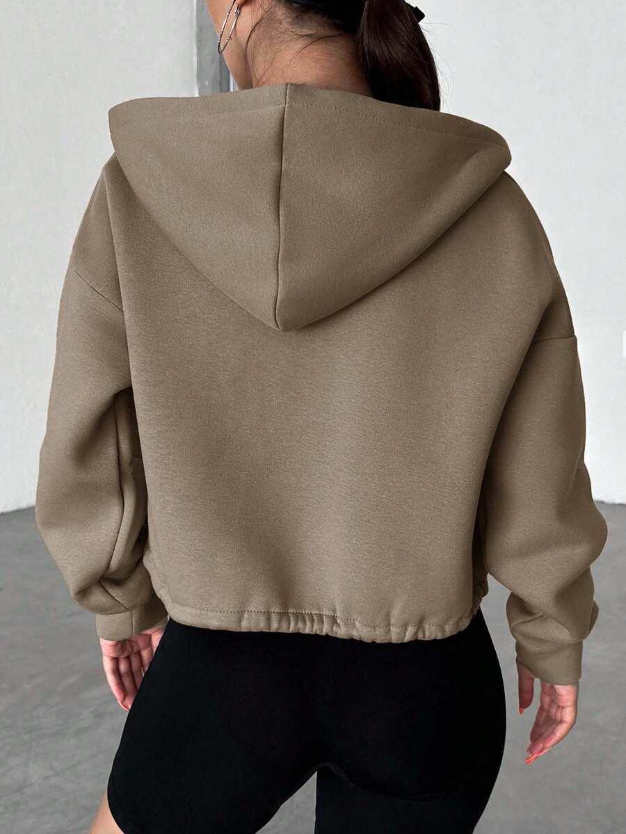 beżowa rozpinana bluza z kapturem