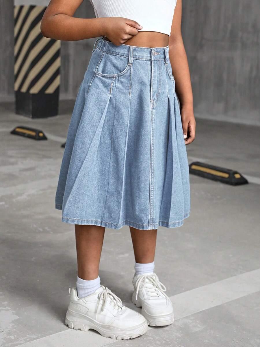 niebieska spódnica jeans 