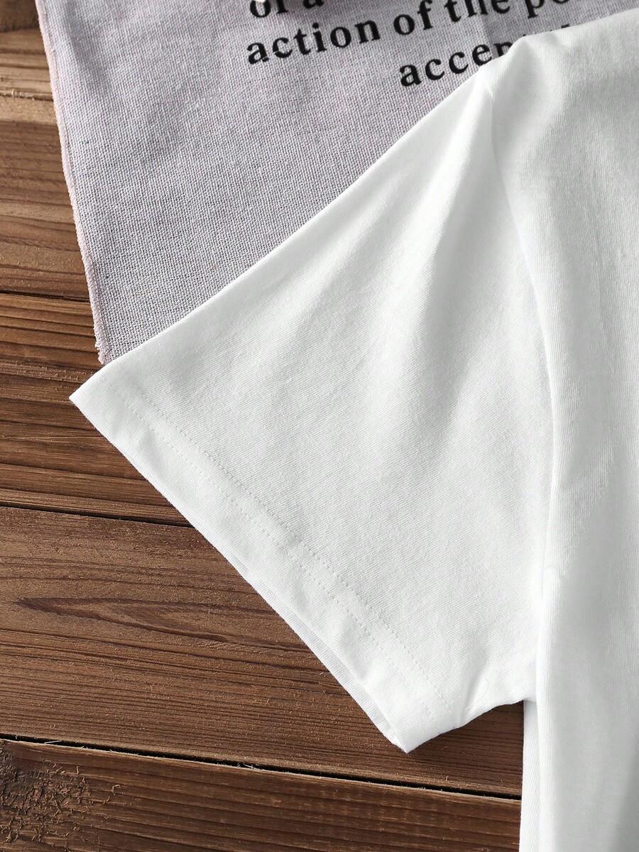 biały t-shirt okrągły dekolt print