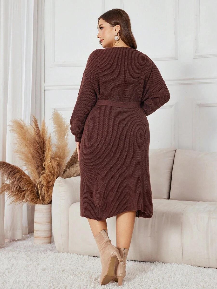 DZIANINOWA PLUS SIZE MIDI SUKIENKA