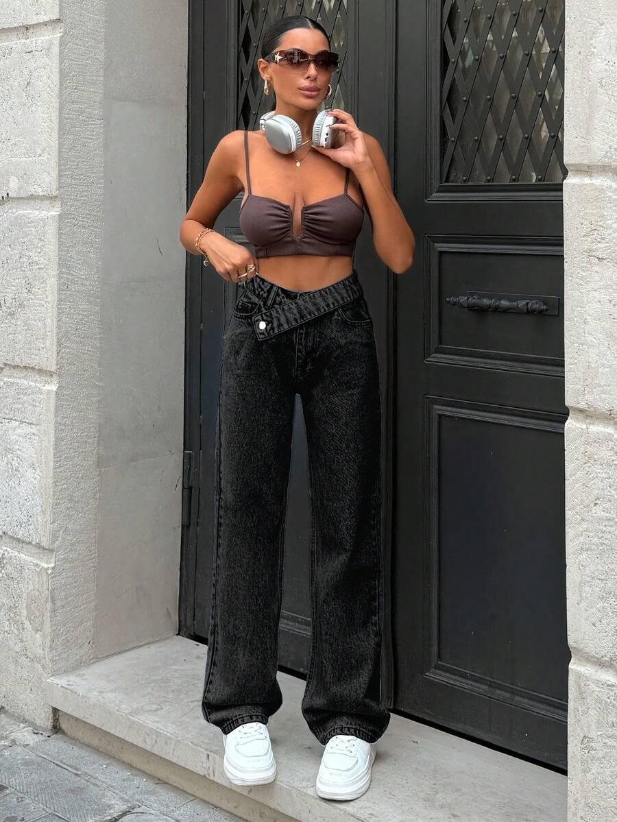 CZARNE SPODNIE JEANS