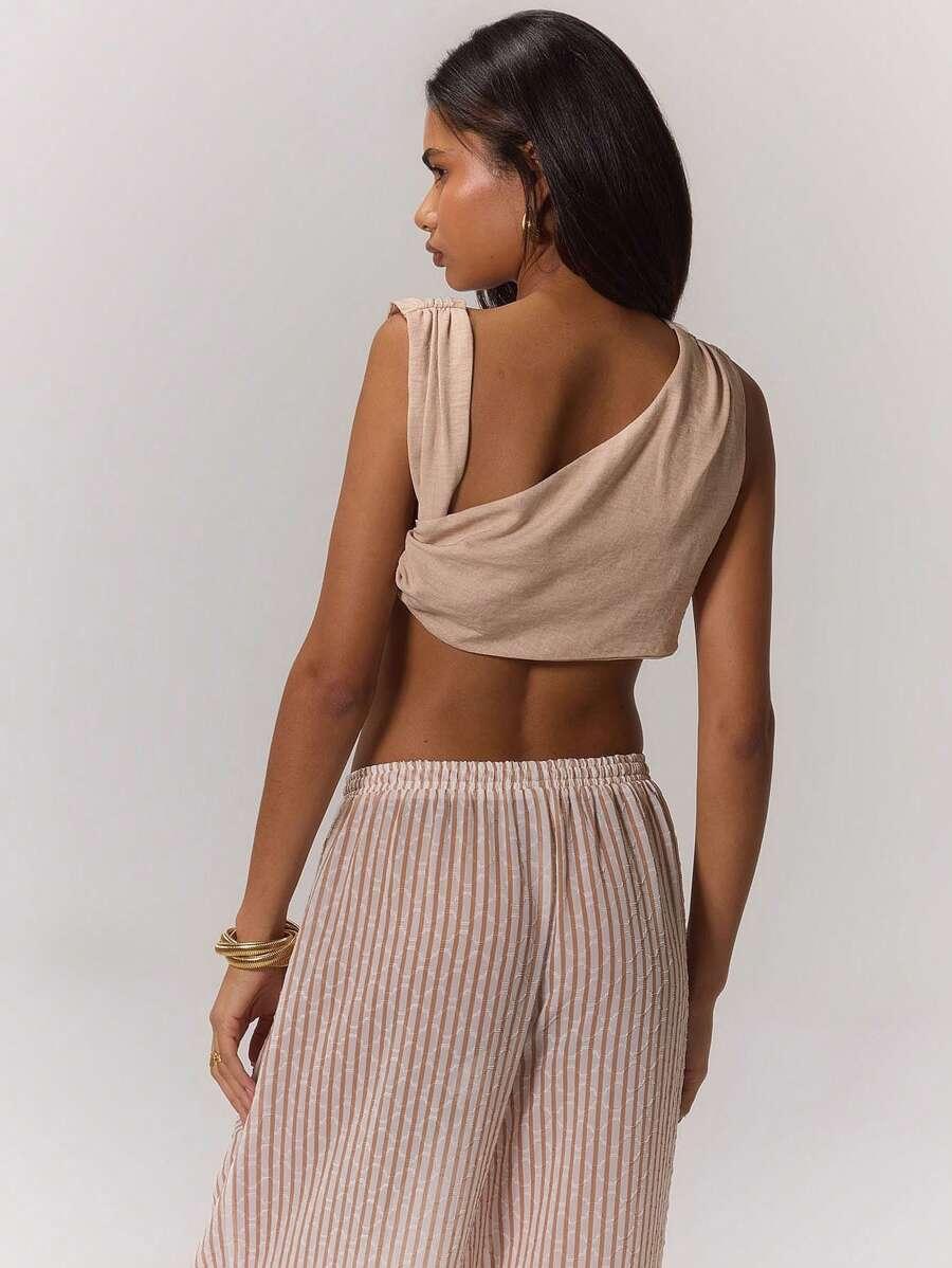 asymetryczny crop top 