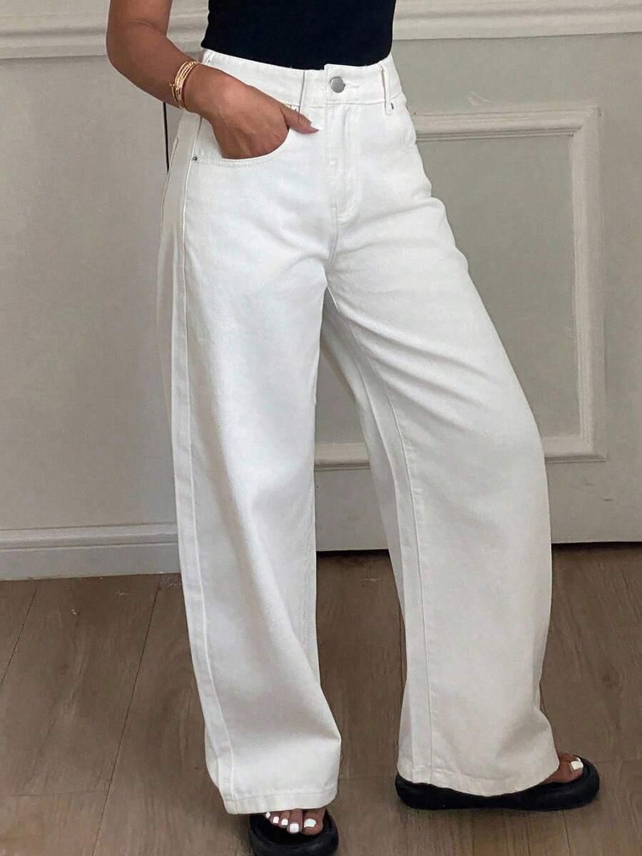 BIAŁE SPODNIE JEANS