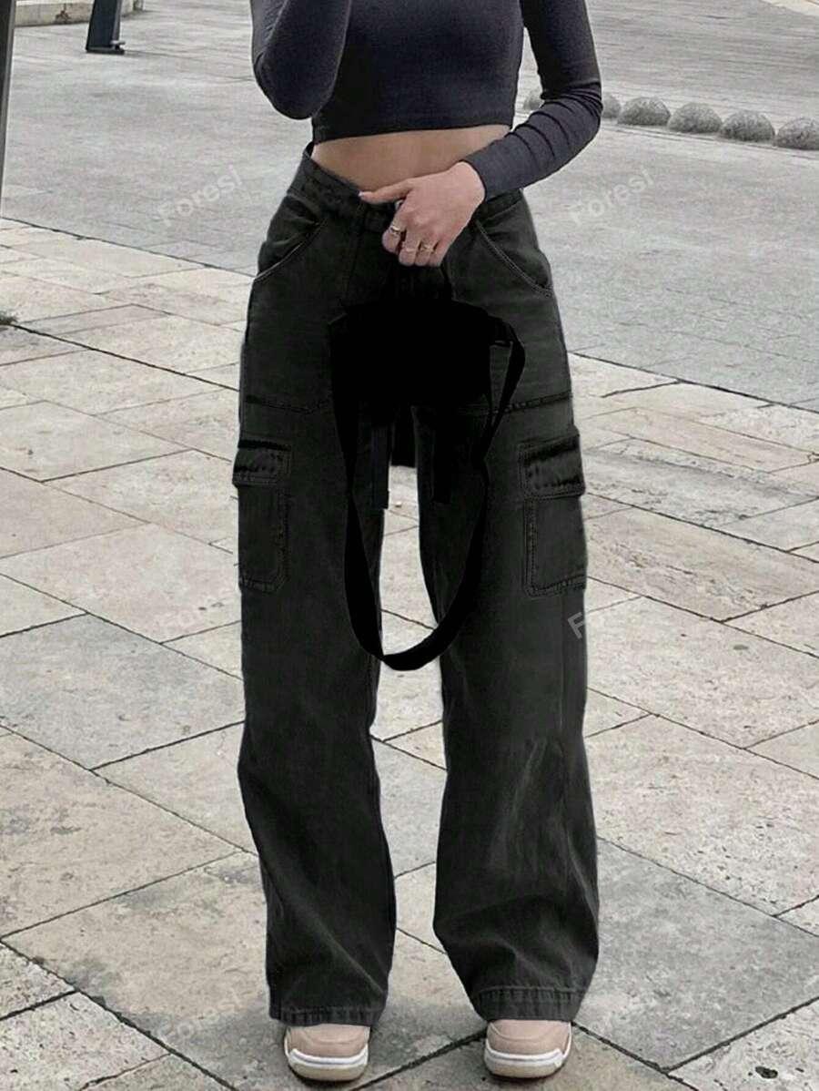 CZARNE SPODNIE JEANS
