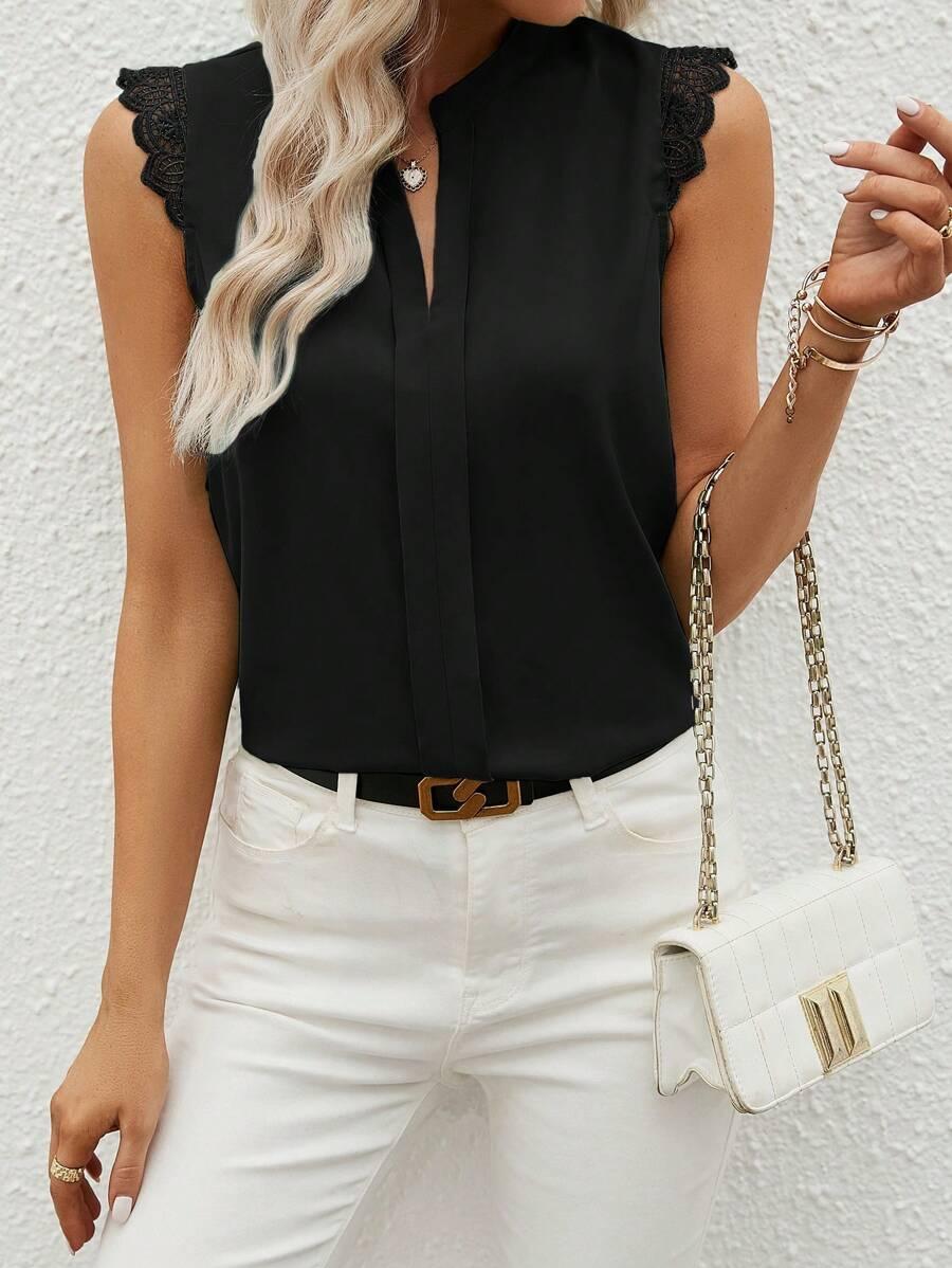czarna bluzka v neck