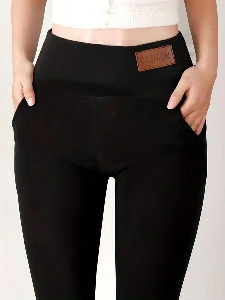 CZARNE OCIEPLANE LEGGINSY