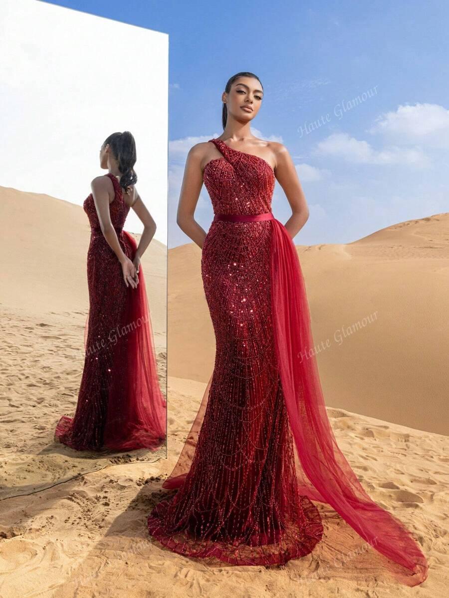 czerwona sukienka maxi cekiny