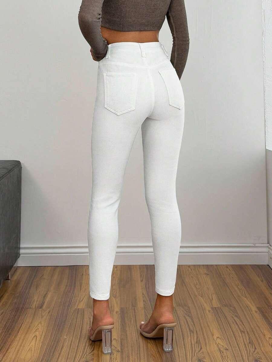 BIAŁE SPODNIE SKINNY JEANS