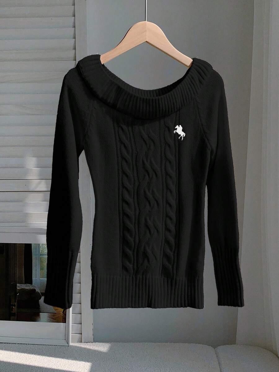 CZARNY SWETER DZIANINA 